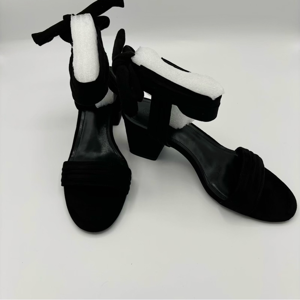 Coutgo Womens Open Toe Ankle Tie Back Low Block Chunky Heels/ Pumps, Size: 7.5 - Picture 3 of 9